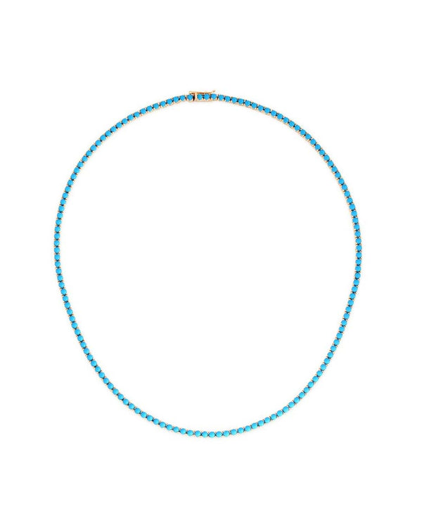 Medium 14K Gold Turquoise Tennis Necklace