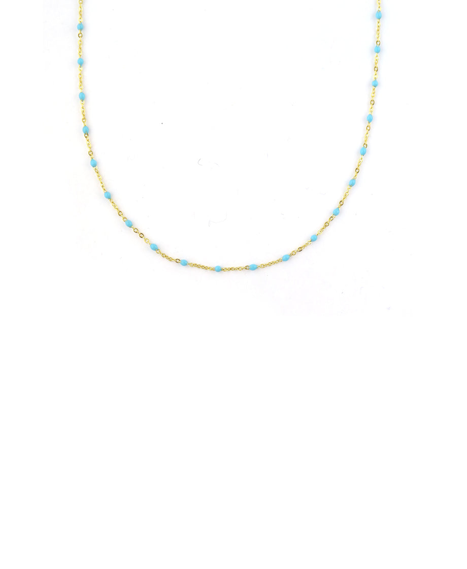 14K Gold Turquoise Enamel Tin Cup Necklace