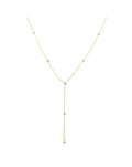 14K Gold Dainty Turquoise Lariat Necklace