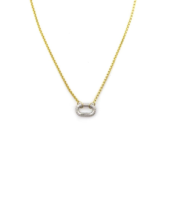 14K White Gold Fine Lexi Lock Necklace: Gold Round Box Chain