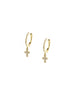 14K Gold Diamond Cross Charm Huggies