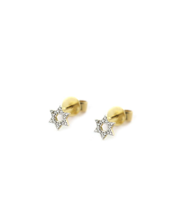 14K Gold Open Diamond Star of David Studs