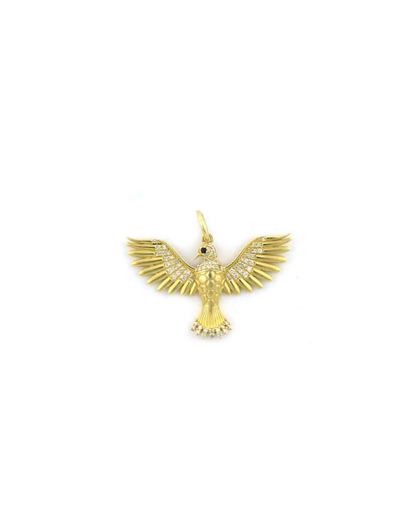 14K Matte Gold Diamond Eagle Charm