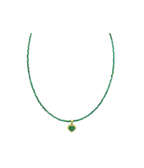 15" 14K Gold Emerald Heart Beaded Necklace
