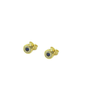 5mm 14K Gold Blue Sapphire & Pave Diamond Round Studs