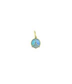 Mini 14K Gold Light Blue Opal Topaz Peace Sign Charm