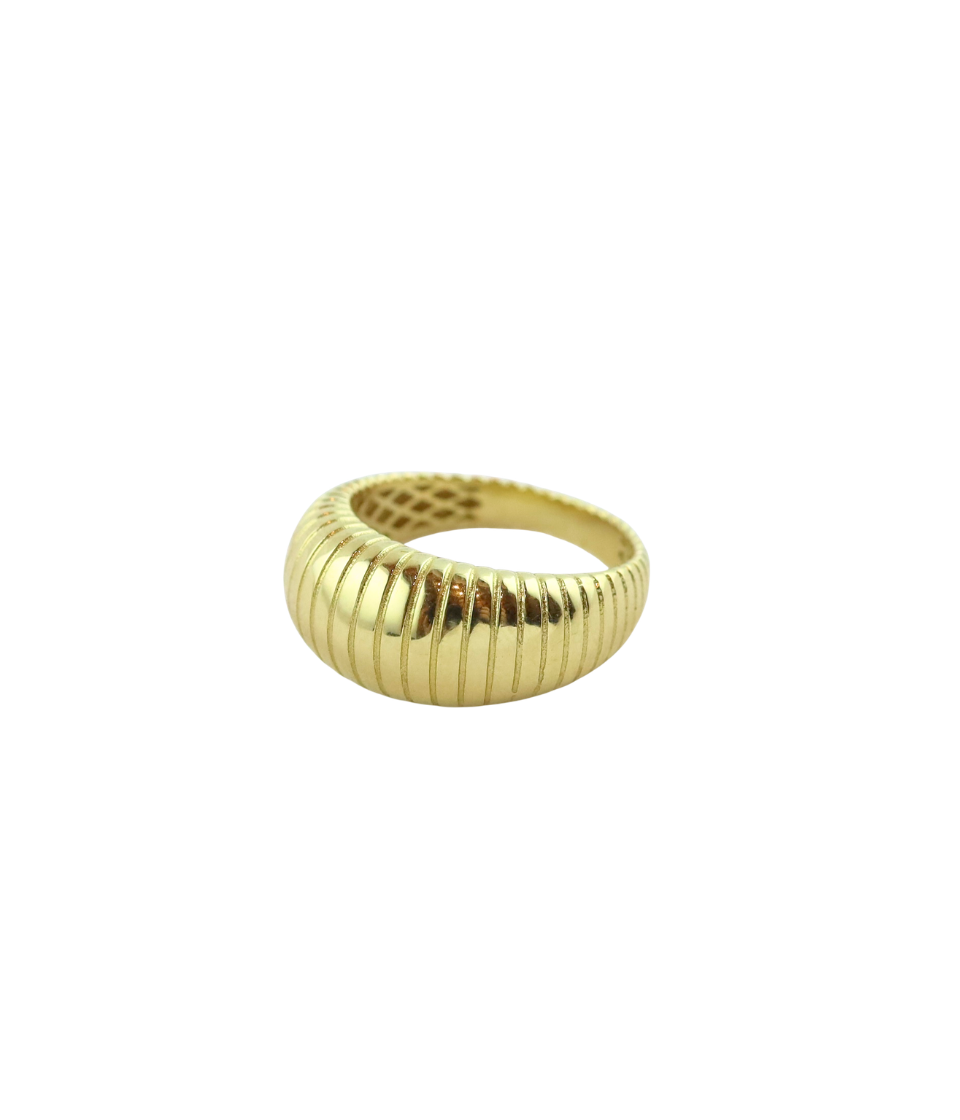 14K Gold Ridged Donut Dome Ring
