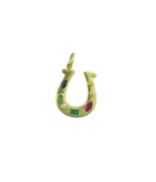 14K Gold Diamond Multi Gem Horseshoe Charm