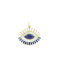 14K Gold Baguette Diamond and Sapphire Evil Eye Charm