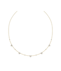 14K Gold Pave Diamond Heart Charm Station Necklace