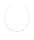 14K Gold Pave Diamond Heart Charm Station Necklace