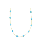 18K Gold Oval Turquoise Station Necklace