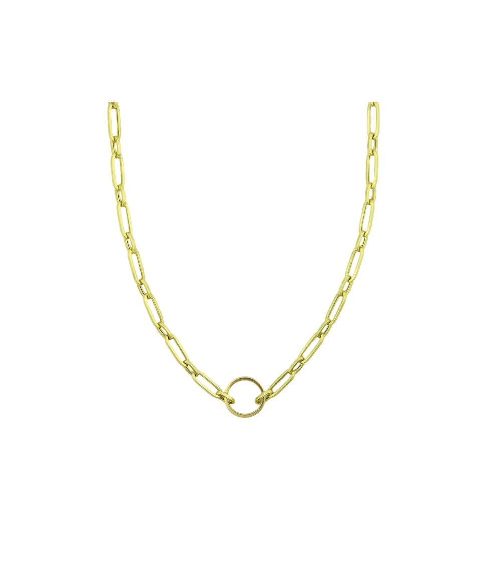 14K Gold Chunky Mixed Link 17mm Simple Lock Necklace
