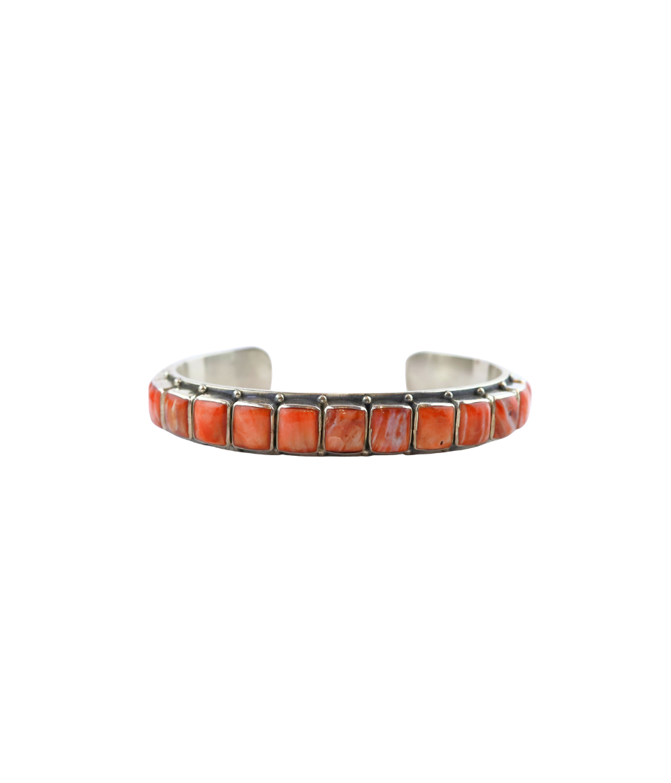 Federico Single Row Red Spiny Oyster Tiled Cuff