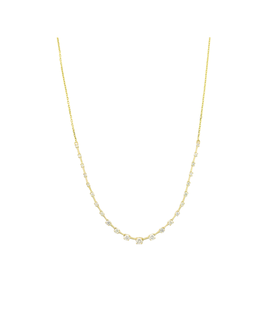 14K Gold 1.15ct Graduated Diamond & Bar Necklace