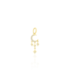 14K Gold Diamond Crescent Moon Dangle Charm