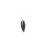 14K Gold Diamond Carved Smoky Topaz Feather Charm