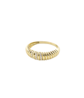 14K Gold Fluted 3 Row Diamond Dome Ring