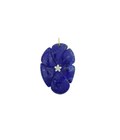 14K Gold 6 Petal Oval Lapis Diamond Flower Charm