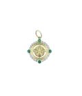 14K Gold Emerald Bee Coin Charm