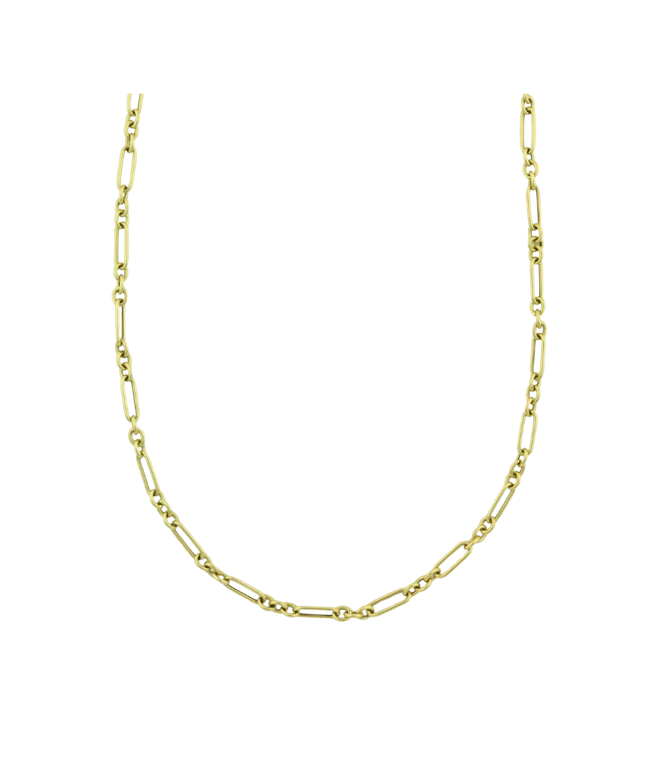 14K Gold Mix Link Rounded Paper Clip Chain