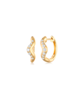15mm 14K Gold Wavy Graduated Diamond Huggies