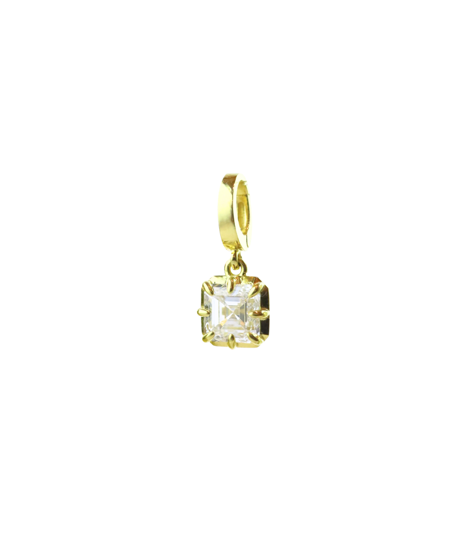 14K Yellow Gold 1.52ct Lab Cushion Diamond 8 Prong Openable Charm
