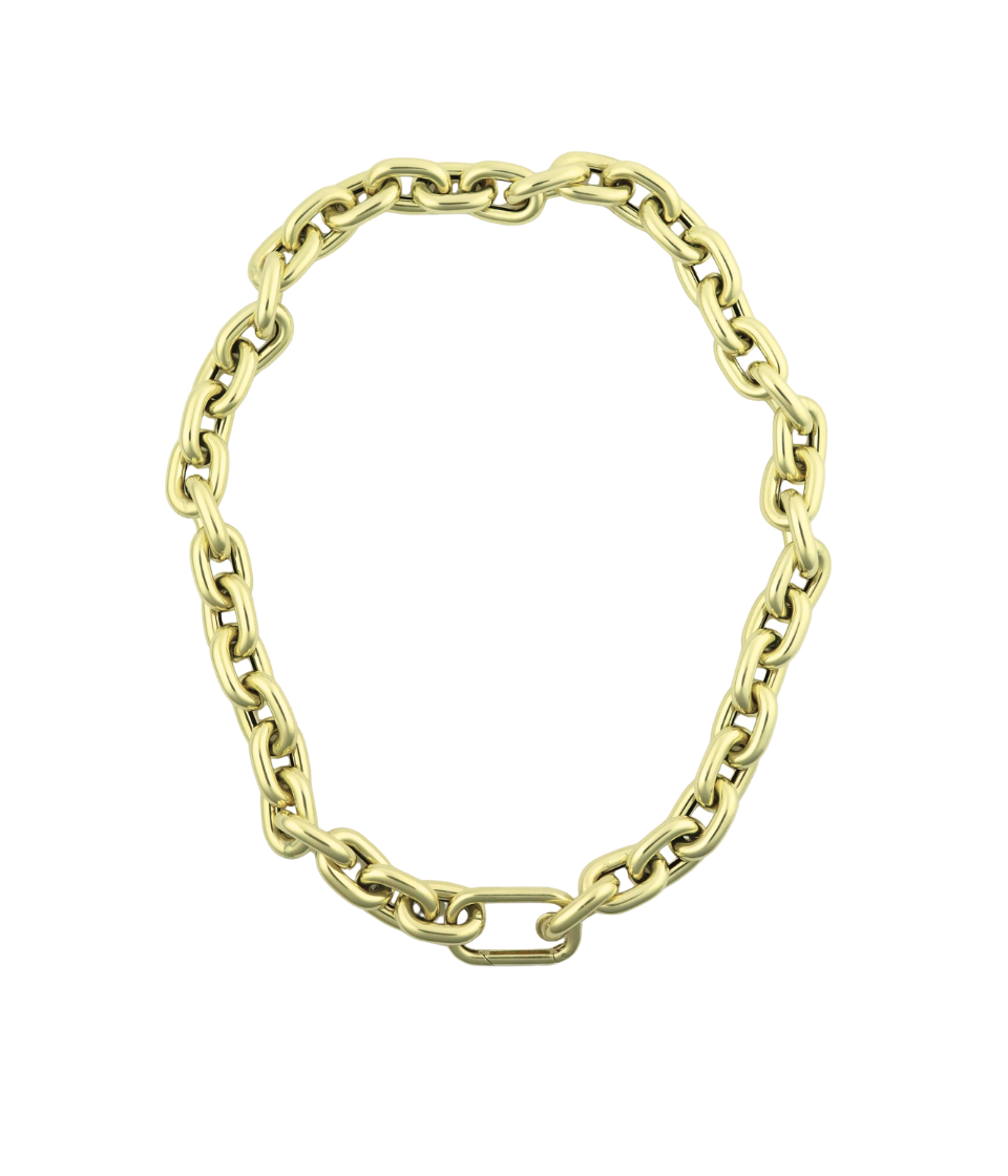 14K Gold Chunky Rounded Rectangle Link Lock Necklace
