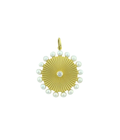 14K Gold Diamond Pearl Disc Charm