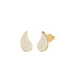 14K Gold .45ct Pave Diamond Comma Studs
