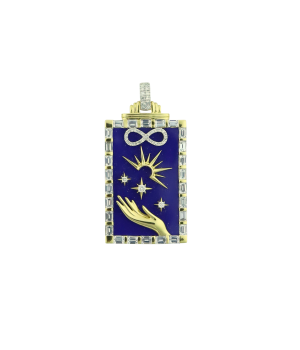 14K Gold Lapis Diamond Infinity Tarot Card Charm