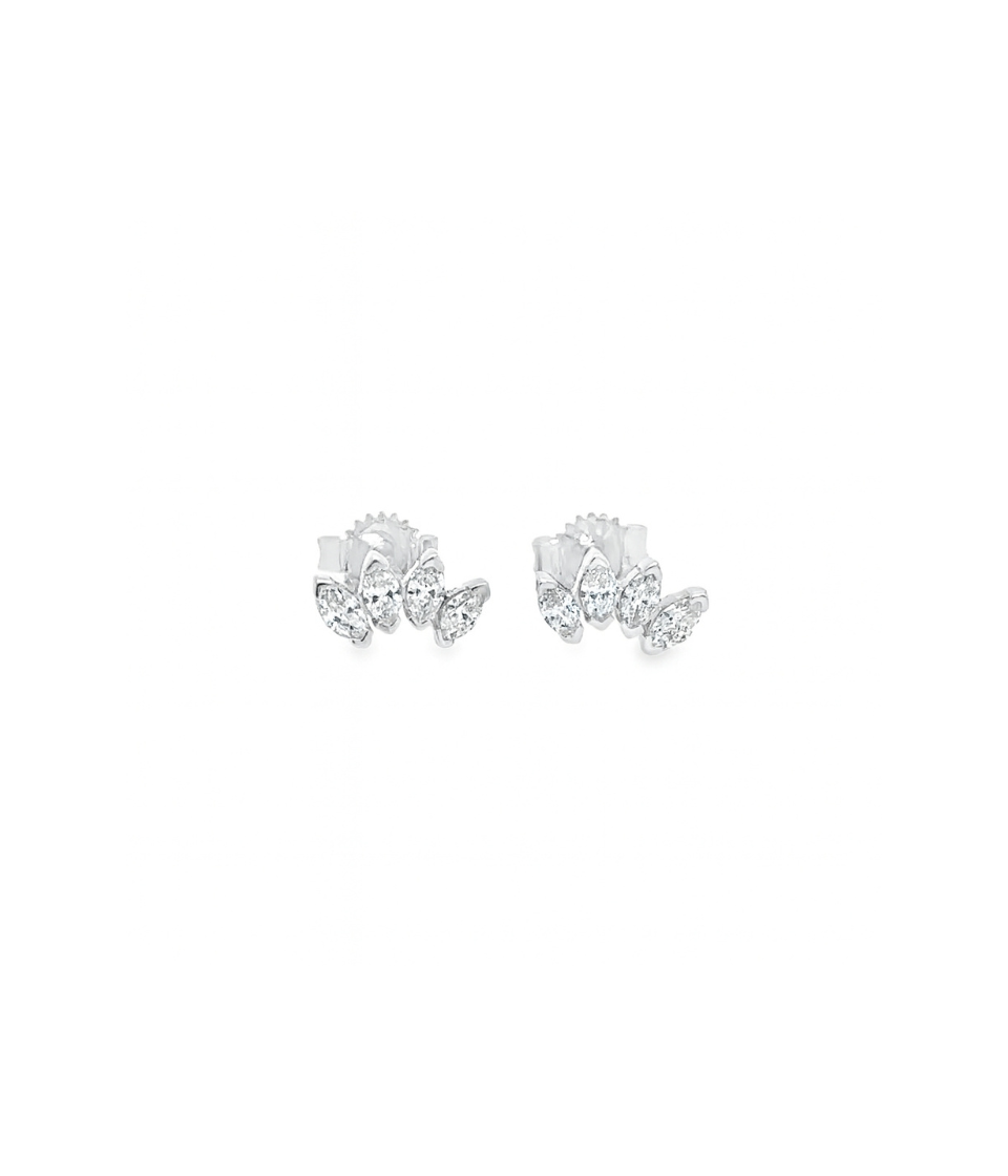 14K Gold .42ct Diamond Marquise Climber Studs