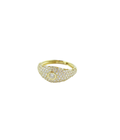 14K Gold Bezel & Pave Diamond Signet Pinky Ring
