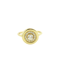 14K Gold Round Diamond Pave Circle Ring