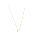 14K 1ct Lab Diamond Station 12mm Diamond Lock Necklace