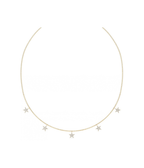 14K Gold Pave Diamond Dangle Star Charm Necklace