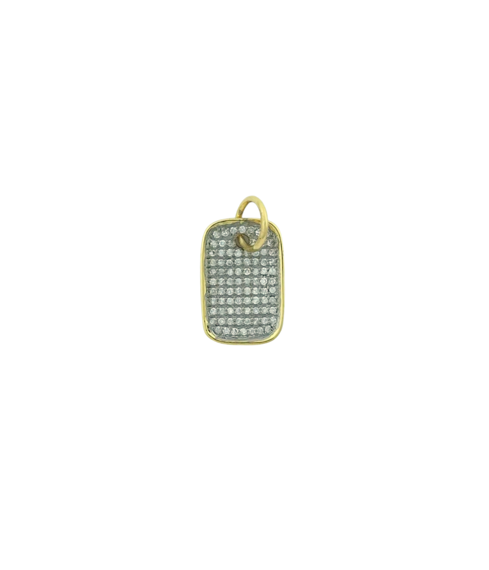 14K Gold Two Toned Small Diamond Dog Tag