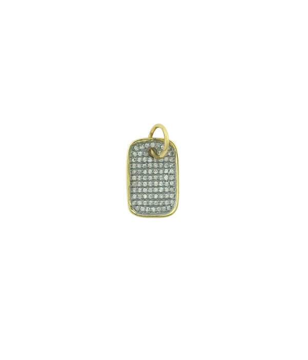 14K Gold Two Toned Small Diamond Dog Tag