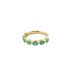 14K Gold Bezel Oval Emerald 7-Stone Ring