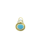 14K Gold Diamond Oval Turquoise Charm