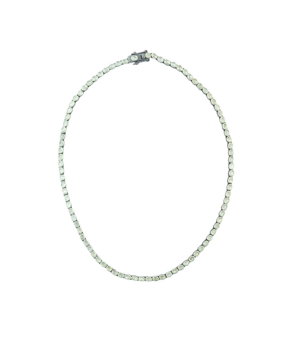 Mini Silver Polki Diamond Tennis Necklace