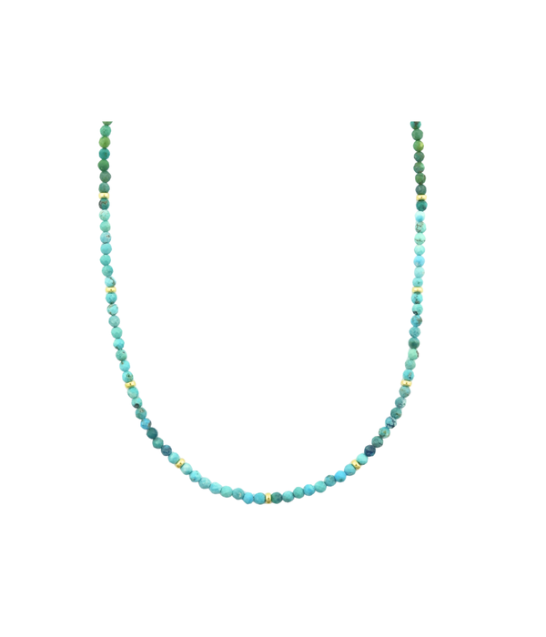 3mm Faceted Round Blue Green Turquoise Beaded Necklace