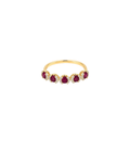 14K Gold Diamond 5 Stone Ruby Ring