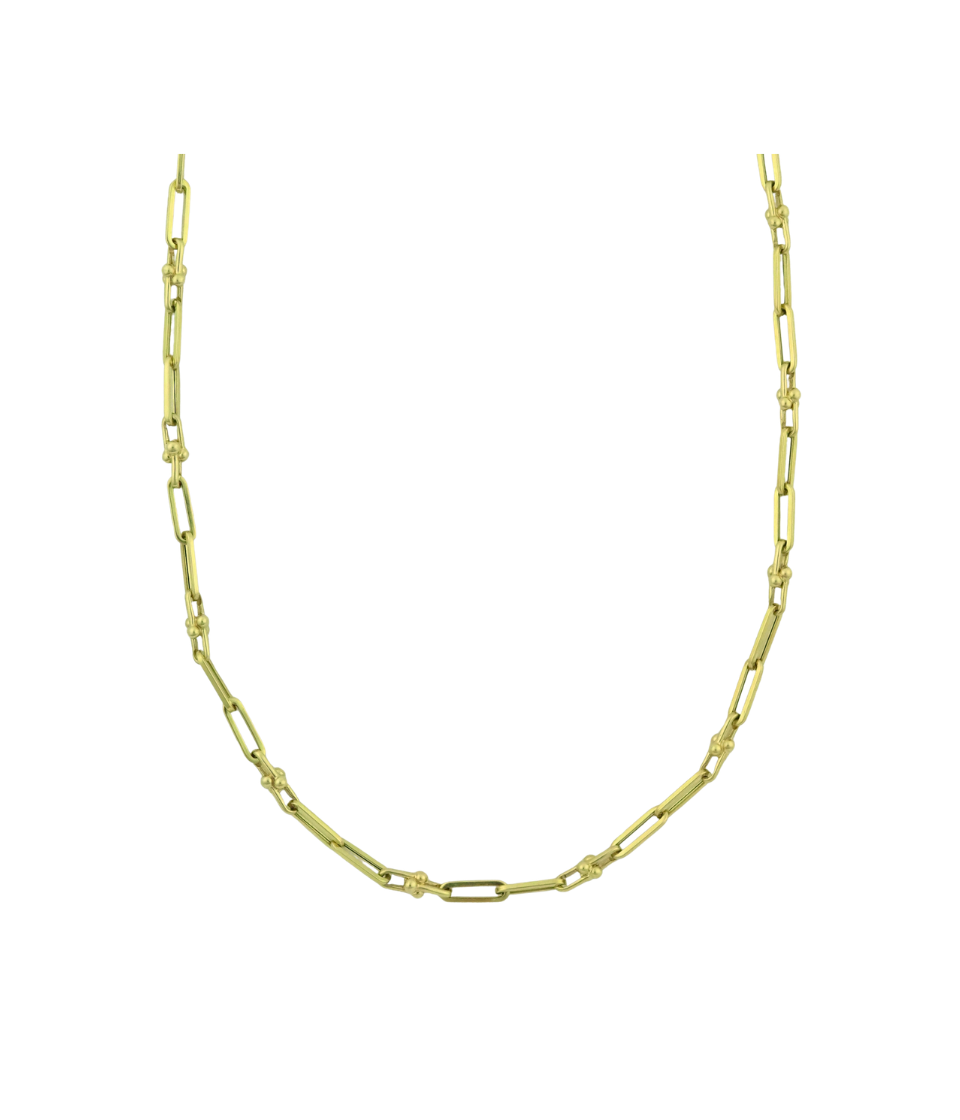 14K Gold Dot Link Paper Clip Chain
