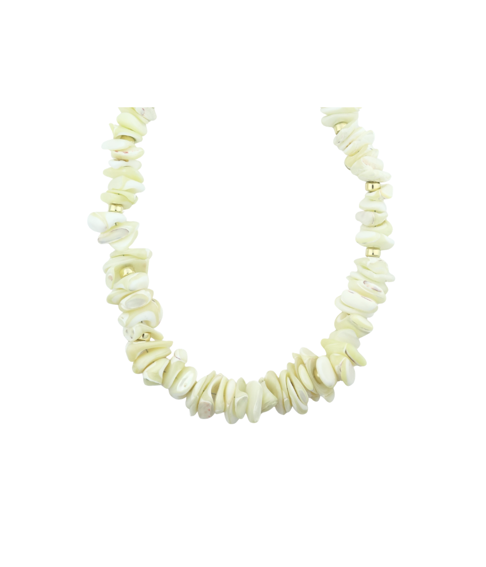 Chunky Shell Mother of Pearl Beaded Necklace