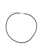 14K Gold 2mm Leather Black Cord
