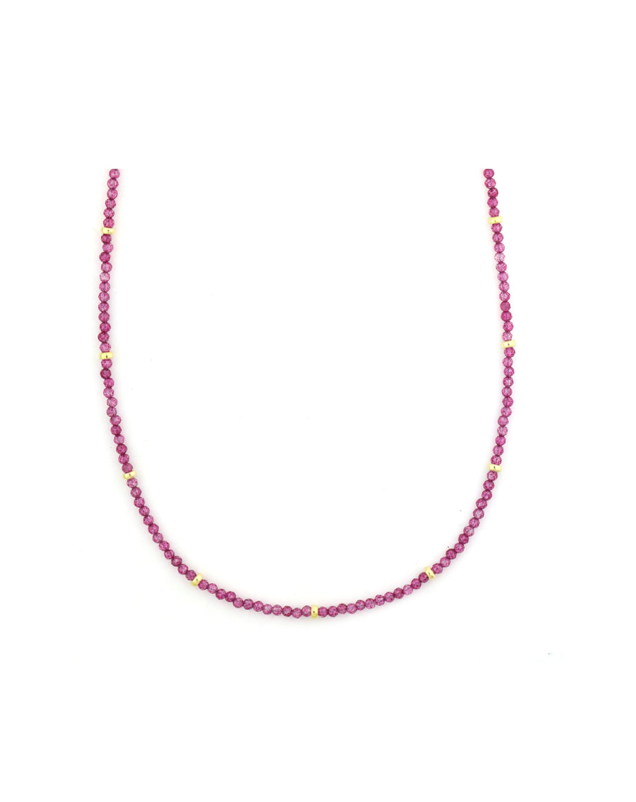 2mm Pink Topaz Faceted Rondelle Necklace