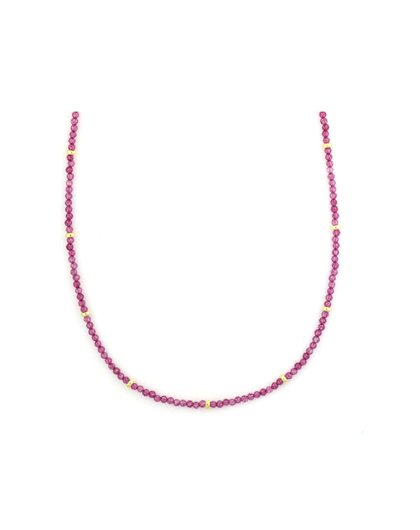 2mm Pink Topaz Faceted Rondelle Necklace