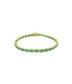 14K Gold 9.12ct Bezel Baguette Emerald Tennis Bracelet