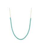 14K Gold Half Turquoise Tennis Necklace